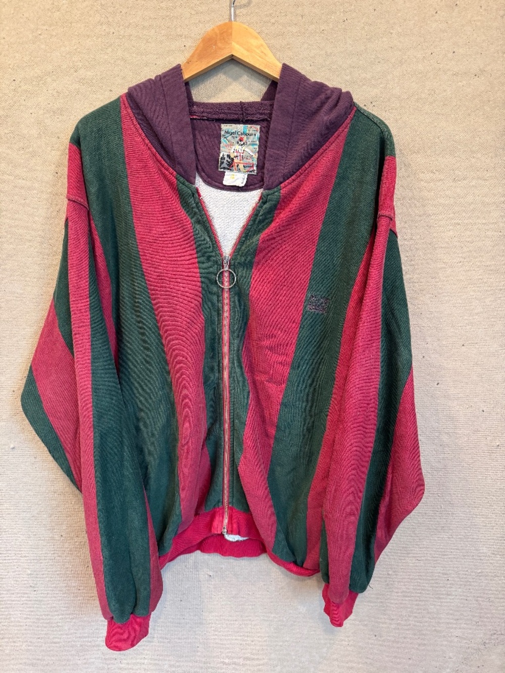 Vintage 80s Nigel Cabourn Mountain Bikers Striped Hoodie